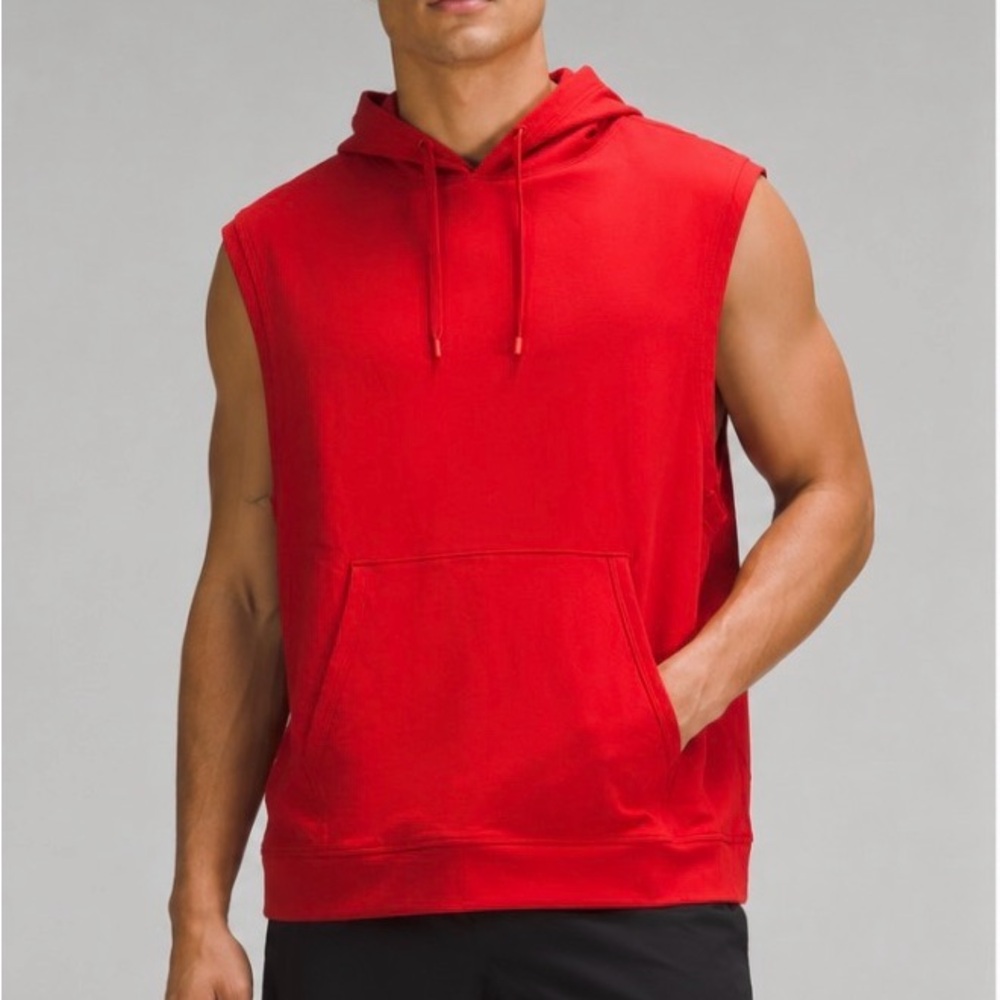 Lululemon Warm-Up Sleeveless Gym Hoodie Men’s L Crye Red NWT LM3GXWS $118